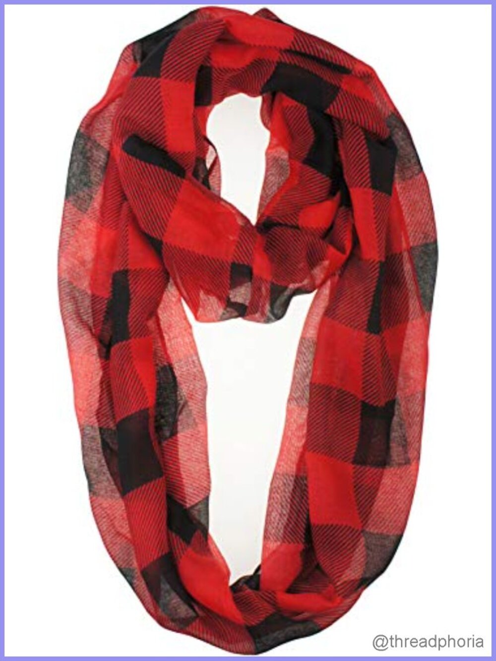 Women's Plaid Check Infinity Scarf - Soft Lightweight Viscose Loop Scarf